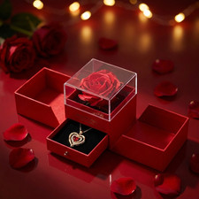 Ewige Echte Rose mit Herz