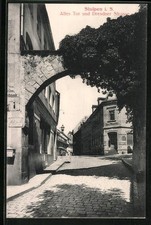 Stolpen i. S., Ansichtskarte, Altes Tor und Dresdner Straße 