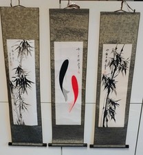 3 CHINESISCHE ROLLENBILDER - KALLIGRAPHIEN. Konvolut 