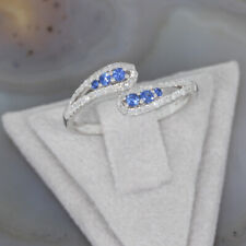 Diamant Saphir Ring in 750er 18 K Weiß Gold Gr. 54