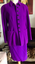 **ESCADA** Designer Kostüm Bouclé Wolle Gr. 40 Lavendel elegant Rock+Blazer