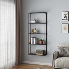 Wandregal ’Jämijärvi’ 60x18x140cm mit 4 Ablagen Schwarz, matt