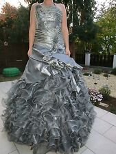 Kleid, Ballkleid, Fasching, Verlobung, Hochzeit, silber - grau