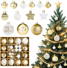 Weihnachtskugeln Weiß Gold Christbaumkugeln Set 52 Stück Weihnachtsdeko Weihnach
