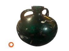 1970er Glas Vase, grün 23 cm