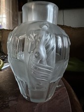 Art Deco Glas Vase Akt Dame A. Plewa Gablonz Schlevogt Czech XXL Crystal