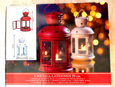 2 x Metall Windlichter Laterne Weihnachtslaterne rot Dekoration Lichterkette
