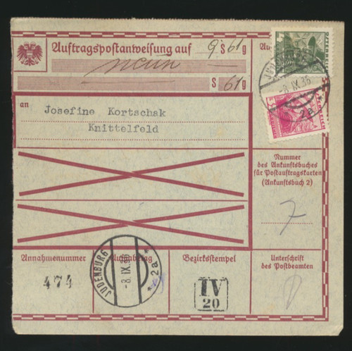 Auftragspostanweisung 1936