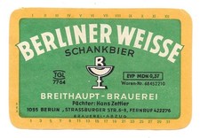 Bieretikett Breithaupt Brauerei Berlin DDR (MDN / Brauerei-Abzug)