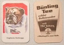 BÜNTING TEE KAFFEE Bodenkärtchen 50/60er Jahre 6x4cm HUNDE ENGLISCHE BULLDOGGE 