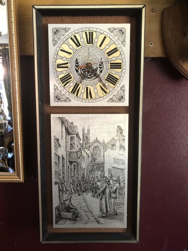 Vintage wanduhr mit szene - wanduhr,