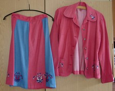 70/80-er BLOGGER HIPPI KOSTÜM ROCK JACKE STICKEREI HANDARBEIT GR:34/ 36 S UNIKAT