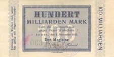 Jarmen Magistrat 100 Milliarden Mark 1923 fast Kfr.