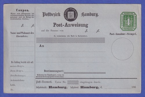Hamburg 1866 postanweisung - hamburg,