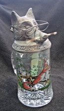 Glaskrug Bierkrug Seidel Zinndeckel = Fuchs Ich habe Dich zu Fress´n gern BMF