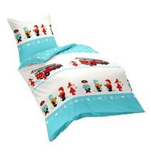 Fleuresse Renforcé Kinder Bettwäsche 2 tlg. 135x200cm Feuerwehrmann Blau Weiß RV