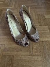 Damen Pumps Peeptoes Gr. 39 Leder Reptile Animal
