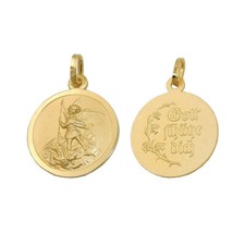 Echt Gold 333 Heiliger Erzengel Sankt Michael Gott schütze Dich Anhänger 16 mm