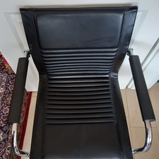 Knoll Armlehn - Freischwinger Leder Chromgestell Art Collection Vintage