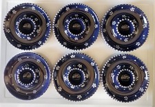 RARITÄT ! GMUNDNER KERAMIK, Dirndl-Blau-Serie, 6 Eierbecher, NEU !