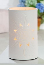 Gilde Porzellan Lampe Zylinder Sonne 20 cm Fensterlampe Dekolampe 32282