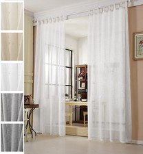 Gardinen Stores transparent Leinen Optik Schlaufenschal Vorhang Schal Voile #632