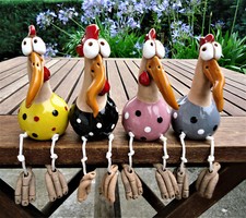 Keramik *Huhn* Blumentopf Henne Hahn Bauernhof Kantensitzer Terrasse Wetterfest