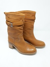Heschung Botte Mila Heeled Biker Boot w/ Strap 'Brown' (EU 38,5 UK 5,5 USL 6)