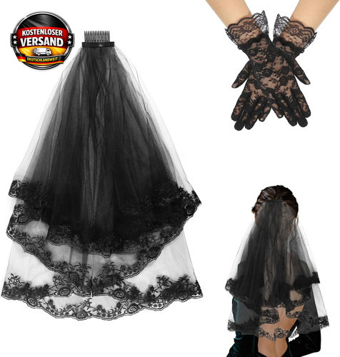 Schwarzer halloween schleier - schwarzer,
