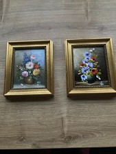 2 kleine wunderbare Ölbilder  Blumen, signiert  Handgemalen, ganz toller Rahmen