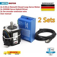 【DE】2x 4.5Nm 82mm Nema34 6A closed loop stepper motor cnc kit&HSS86 servo driver