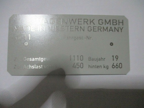 Typenschild schild für typ - schild, vw