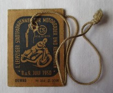DDR Papp Abzeichen 1. Leipziger Stadtparkrennen 1950 DEWAG DS Leipzig (157437)
