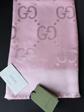 GUCCI GG Logo Schal Tuch 140x140 cm Wolle Seide Farbe:Rosa NEU