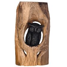 Handgeschnitzte Holz-Eule Aus