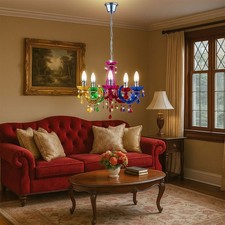 Hängelampe Kronleuchter Pendellampe LED Lüster 5 flammig Esstischleuchte bunt