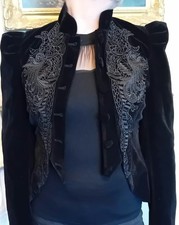 PUNK RAVE Diana Gothic Velvet Jacke Samt Schwarz Edel Viktorianisch