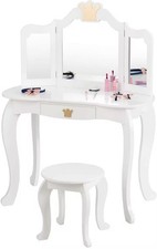2in1 Kinder Schminktisch MakeUp Tisch 3 tlg Spiegel Weiss Prinzessin NP 129€ TOP