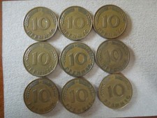 Münzen 10 Pfennig 1950- 3x D- 4xG- 1xJ -1xF