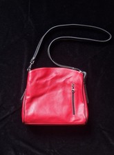 NEU! ECHT LEDER  Handtasche ROT Schultertasche Echtleder Ital. Design 