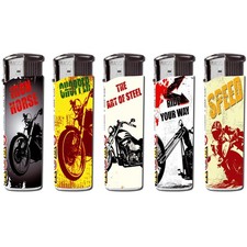 5 x Feuerzeug Gas Feuerzeuge aus unser Motiv Bild Serie Biker Motorrad NEU