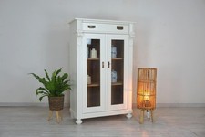 schönes restauriertes Gründerzeit Weichholz Vertiko-Vitrine in Weiß