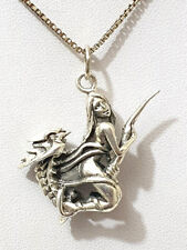 Anhänger "Hexe auf Rabe Schädel Besen" Sterling Silber 925 Gothic