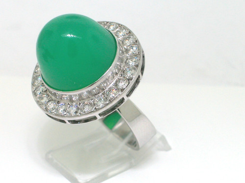 Chrysopras ring 585 gold - gold, 14kt