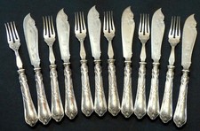 WILKENS  Fischbesteck,H.Vogeler,Herbstzeitlose,800er Silber, 6 Pers.,Jugendstil