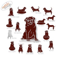 Gartendeko - Hunde Metall Figuren: Mops, Spaniel, Basset, Dackel, Foxterrier