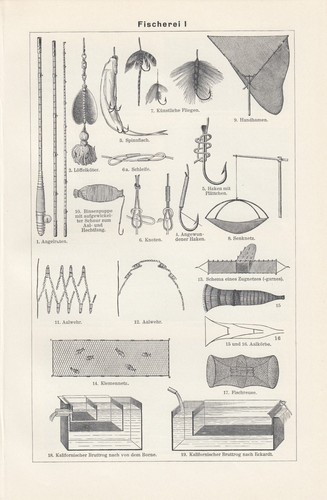 Lithograph 1931 fishing ii - fishing, i/ii