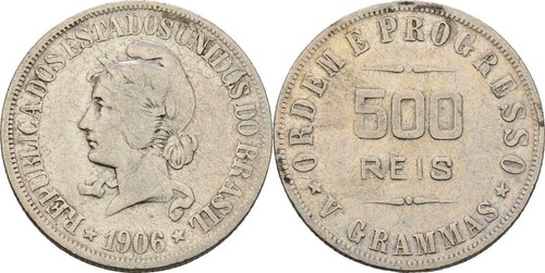 Brasilien brazil 500 reis 1906 - 500,