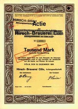 Hirsch Adler Brauerei KÖLN Dom Küppers Essen Erfurt 1919 Carl Funcke 1000 Mark