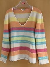 INSIEME Pullover CASHMERE Merino bunt gestreift Strick rot blau gelb orange Gr40
